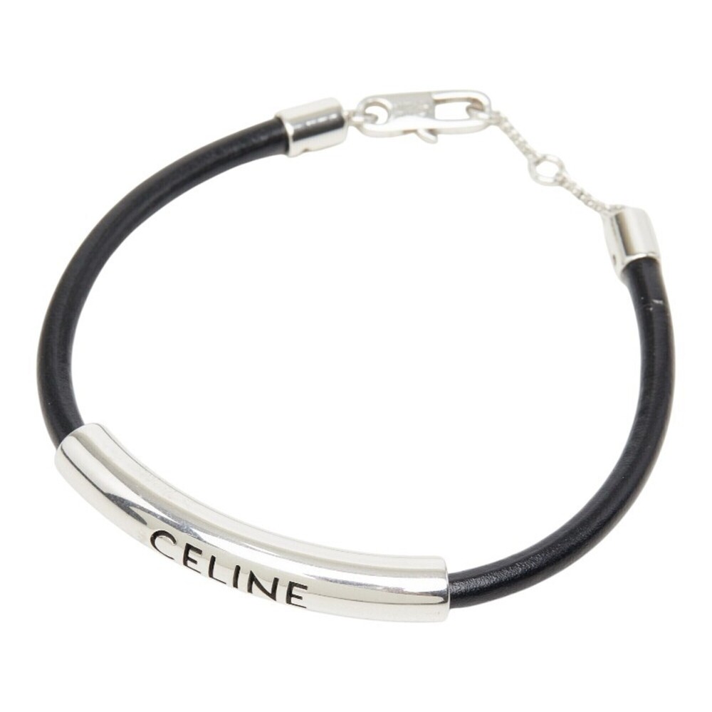 CELINE Black Leather Charm Bracelet